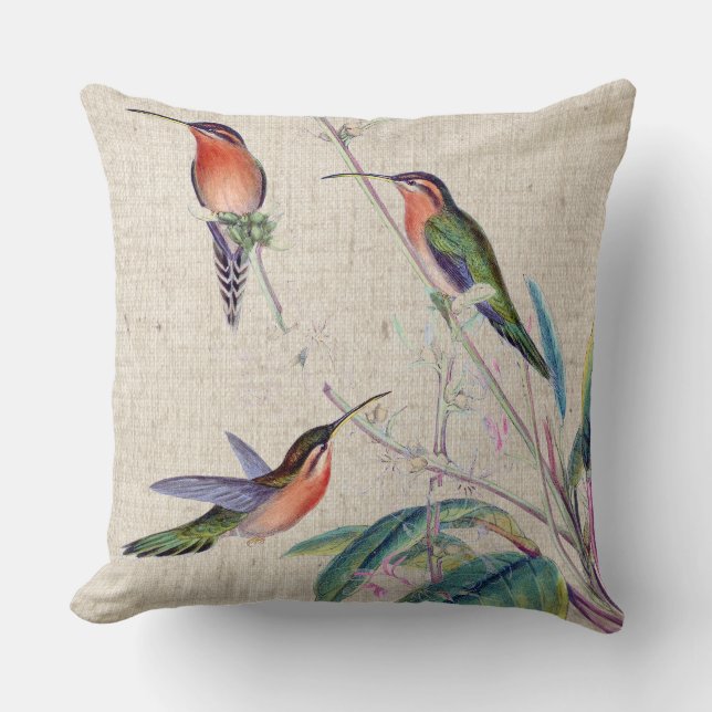 Hummingbird Birds Wildlife Animals Flowers Floral Cushion (Front)