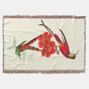 Hummingbird Birds Wildlife Floral Throw Blanket
