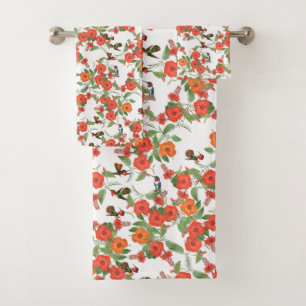 Hummingbird Birds Wildlife Flowers Bath Towel Set
