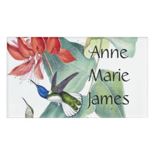 Hummingbird Birds Wildlife Flowers Name Tag