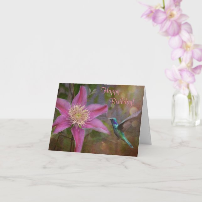Hummingbird Birthday Card (Orchid)