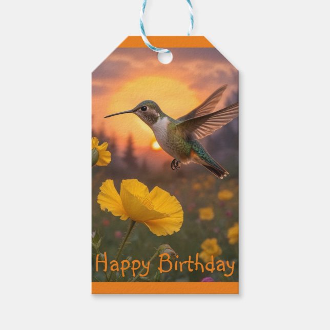 Hummingbird Birthday Gift Tags (Front)