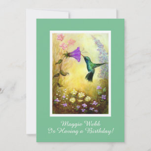 Hummingbird Birthday Party Invitation (Green)