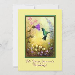 Hummingbird Birthday Party Invitation (Yellow)