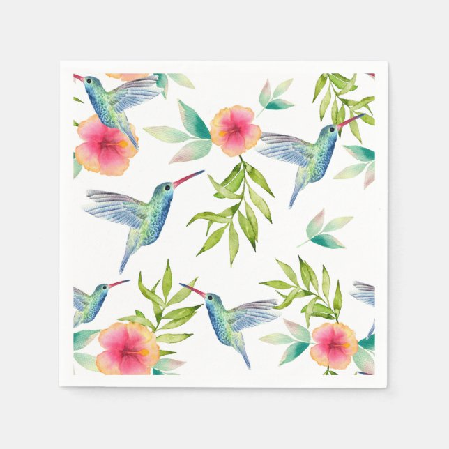 Hummingbird Birthday Party Shower Napkin (Front)