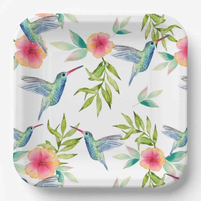 Hummingbird Birthday Party Shower Paper Plate (Front)