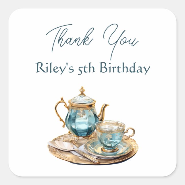 Hummingbird Birthday Tea Party Square Sticker (Front)