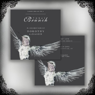 Hummingbird Black and White ANY Birthday Brunch Invitation