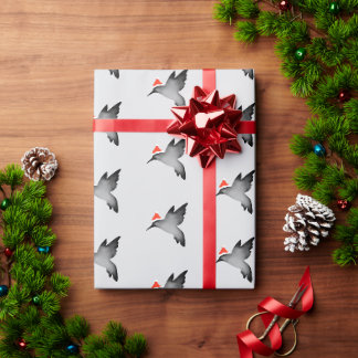 Hummingbird black shadow santa Christmas holiday Wrapping Paper