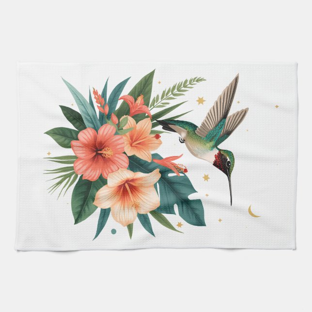 Hummingbird Bloom Kitchen Towel (Horizontal)