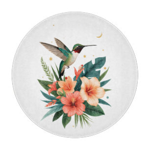 Hummingbird Bloom Tropical Cutting Board