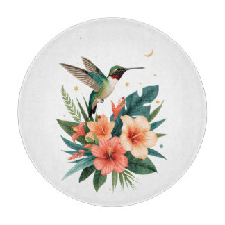 Hummingbird Bloom Tropical Cutting Board