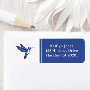 Hummingbird Blue and White Bird Custom Address Return Address Label