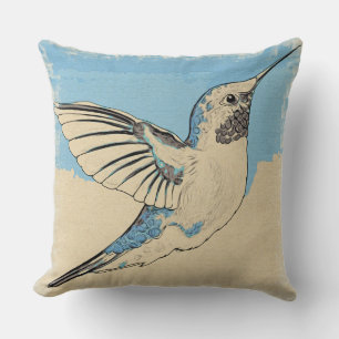 Hummingbird Blue Tan Cushion