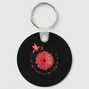 Hummingbird Burgundy Sunflower Brain Aneurysm Awar Key Ring