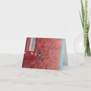 Hummingbird by a Brick Wall: Greeting Card 4"x5.6"