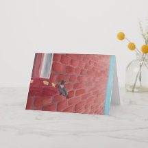 Hummingbird by a Brick Wall: Greeting Card A5