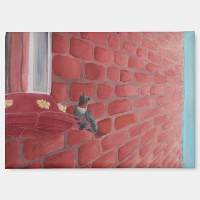 Hummingbird by a Brick Wall: Magnet 3.5"x2.5" (Front)