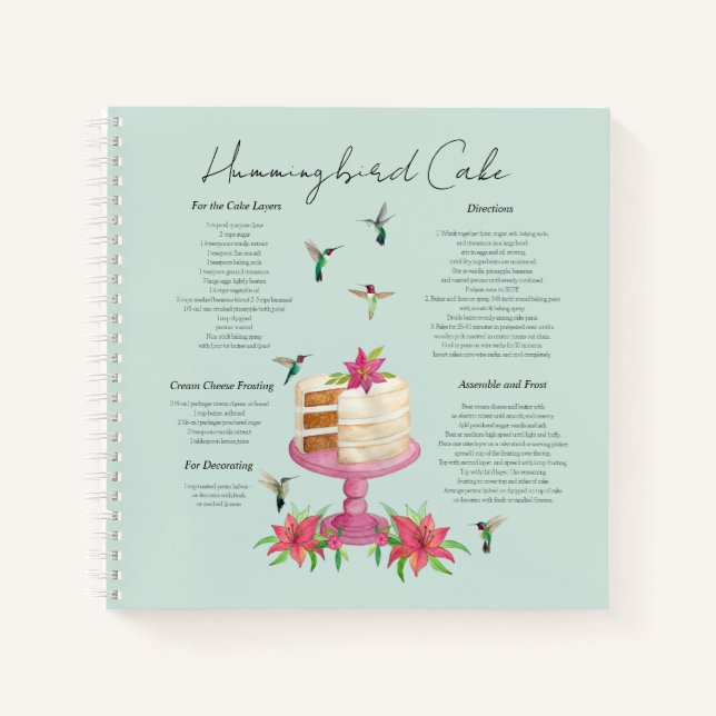 Hummingbird Cake Recipe  Notebook (Front)