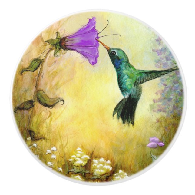 "Hummingbird" Ceramic Knob (Front)