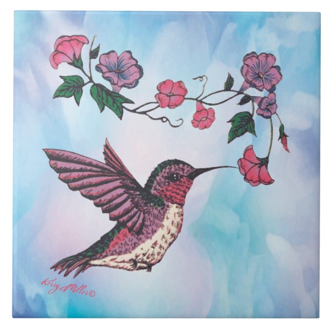 Hummingbird Ceramic Tile (Front)