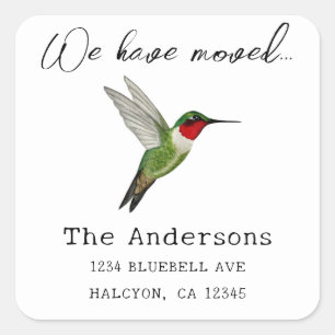 Hummingbird Change of Address Square Sticker