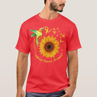 Hummingbird Childhood Cancer Awareness Sunflower R T-Shirt