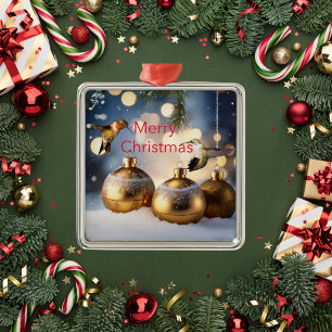 Hummingbird Christmas Card Metal Ornament