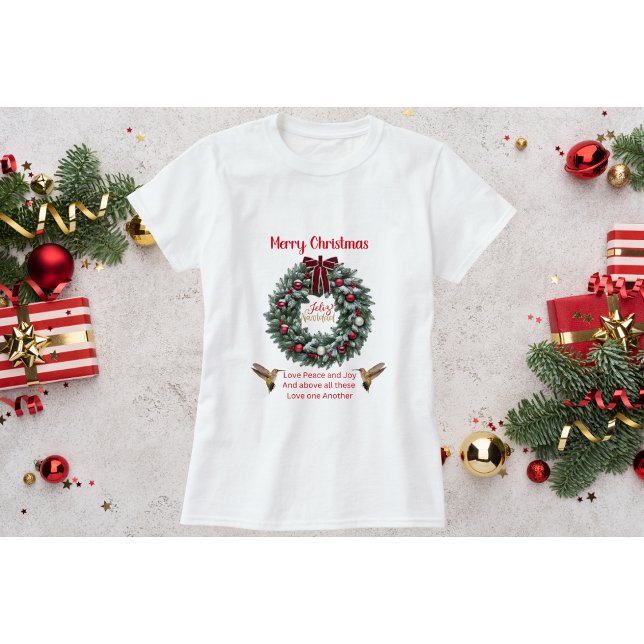 Hummingbird Christmas Shirt-Love One Another T-Shirt (Creator Uploaded)