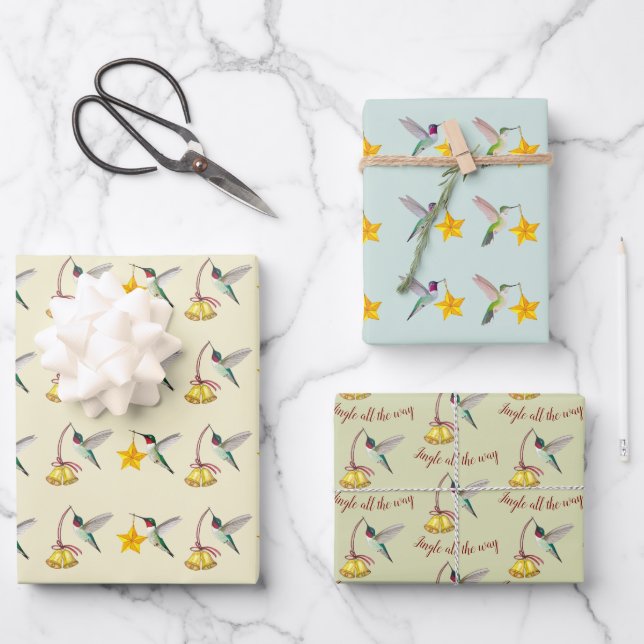 Hummingbird Christmas Wrapping Paper Sheet (Front)