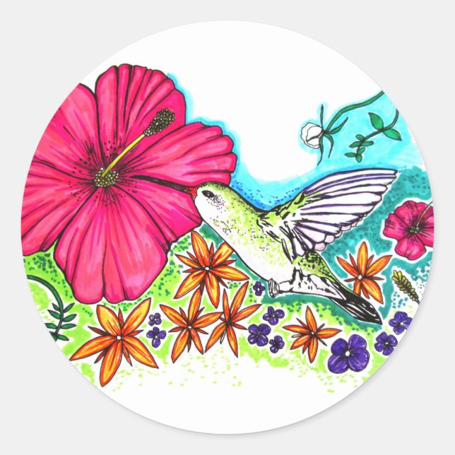 Hummingbird Classic Round Sticker (Front)