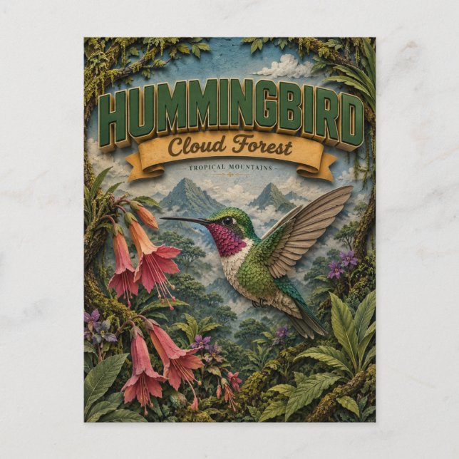 Hummingbird Cloud Forest POPCUT Postcard (Front)