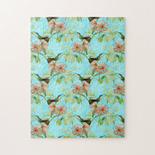 Hummingbird Colibri Green Leaf Spring Vibes Jigsaw Puzzle