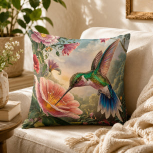 Hummingbird Collects Nectar Cushion