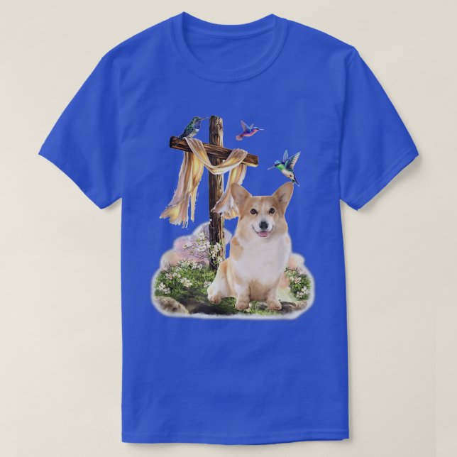 Hummingbird  Corgi  T-Shirt (Design Front)
