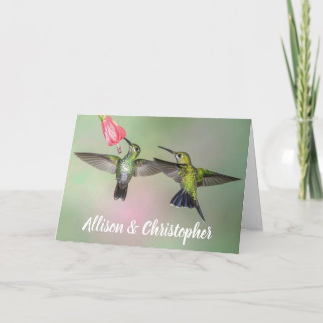 Hummingbird Couple Anniversary Personalized Card (Front)