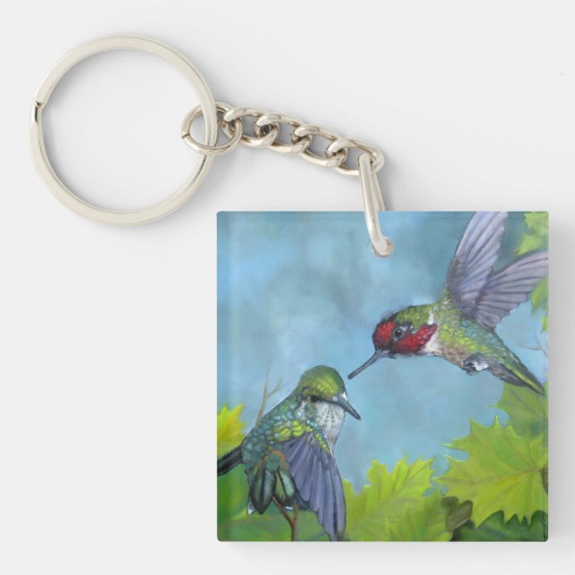 Hummingbird Courtship Keychain  (Front)