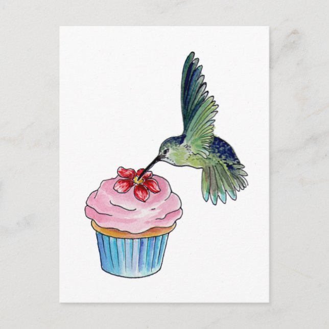 Hummingbird Cupcake Love Postcard (Front)