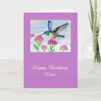 Hummingbird customizable birthday card