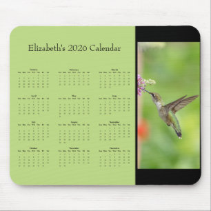 Hummingbird - Customizable full year 2026 calendar Mouse Pad