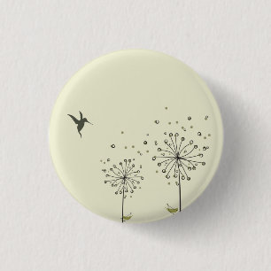 Hummingbird & Dandelion 3 Cm Round Badge