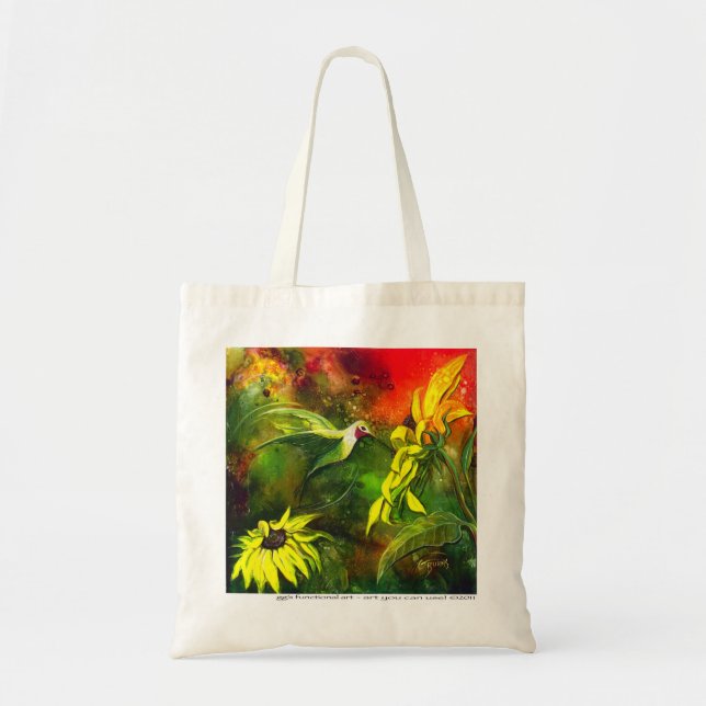 Hummingbird Delight with Sunflowers by GG Burns Tote Bag (Front)