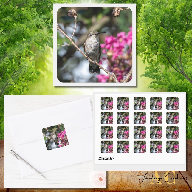 Hummingbird Design #8354 Square Sticker (Creator Uploaded)