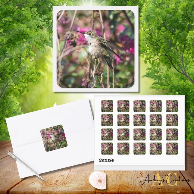 Hummingbird Design  #8401 Square Sticker (Creator Uploaded)