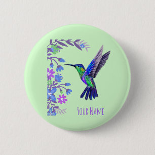 Hummingbird Design Botanical Flowers Bird Lovers 6 Cm Round Badge