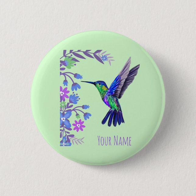 Hummingbird Design Botanical Flowers Bird Lovers 6 Cm Round Badge (Front)