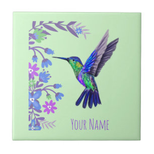 Hummingbird Design Botanical Flowers Bird Lovers Ceramic Tile