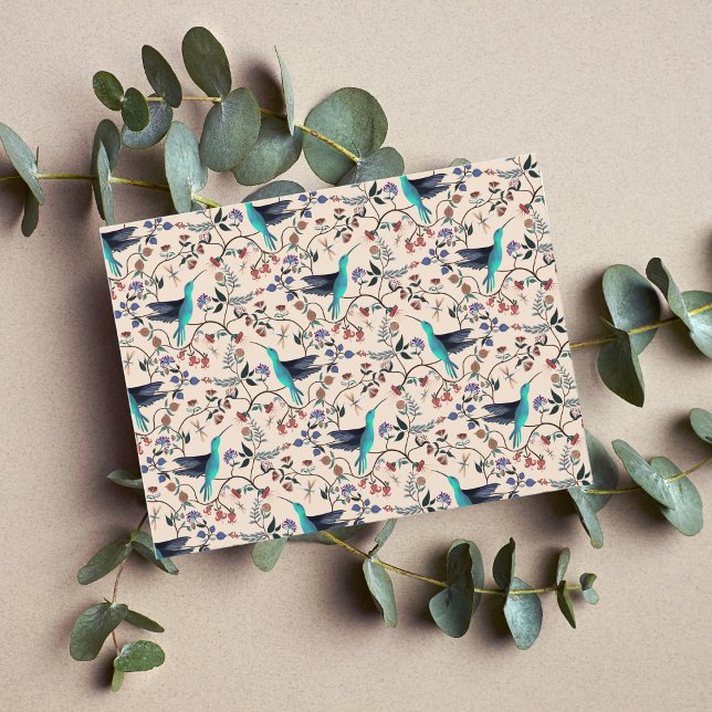 Hummingbird & Dragonfly William Morris Style Postcard (Creator Uploaded)