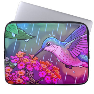 Hummingbird Drinking Nectar from Lantana Flowers i Laptop Sleeve