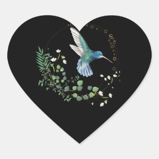 Hummingbird Eisvogel Life Watercolor Runder Heart Sticker